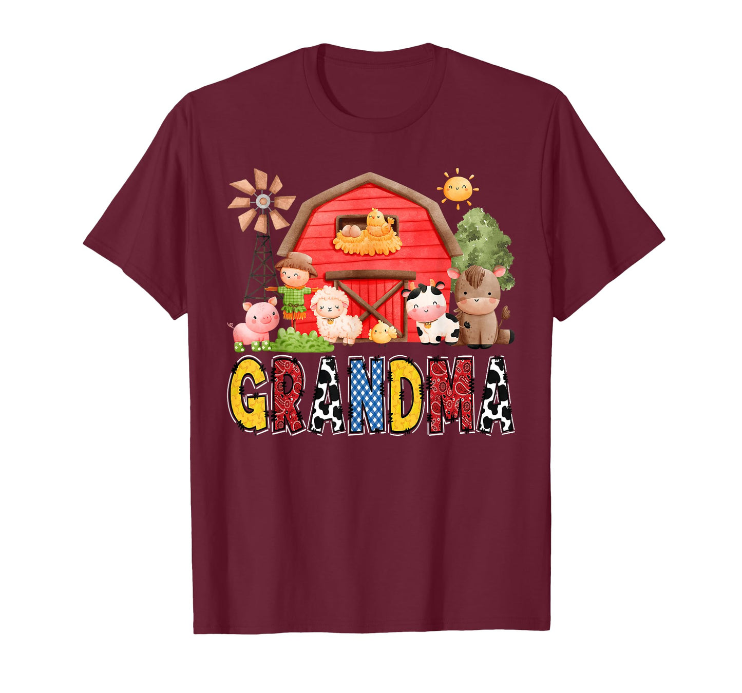 Grandma Red Farm Cow Birthday Boy Matching Family Party T-Shirt