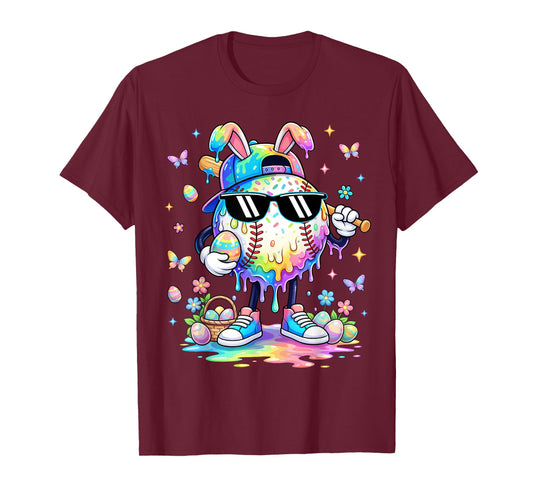 Funny Baseball Drip Dripping Bunny Happy Easter Men Boys Kid T-Shirt