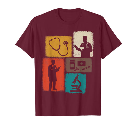 Doctor Vintage Collage Medical Men Physician Surgeon T-Shirt