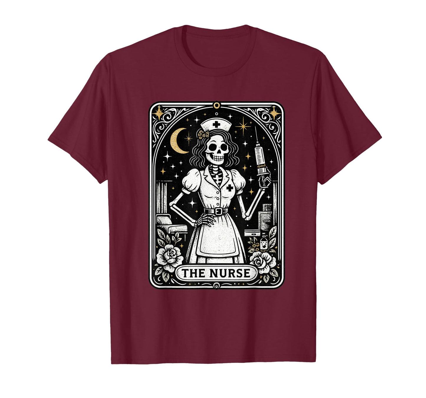 The Nurse Tarot Skeleton Night Shift RN Vintage Graphic T-Shirt