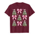 Coquette Bow Pink Christmas Tree Xmas Pajamas Women Girls T-Shirt
