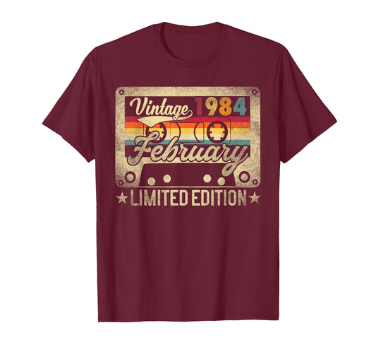 Vintage 1984 February 42 Years Old 42nd Birthday Men Women T-Shirt