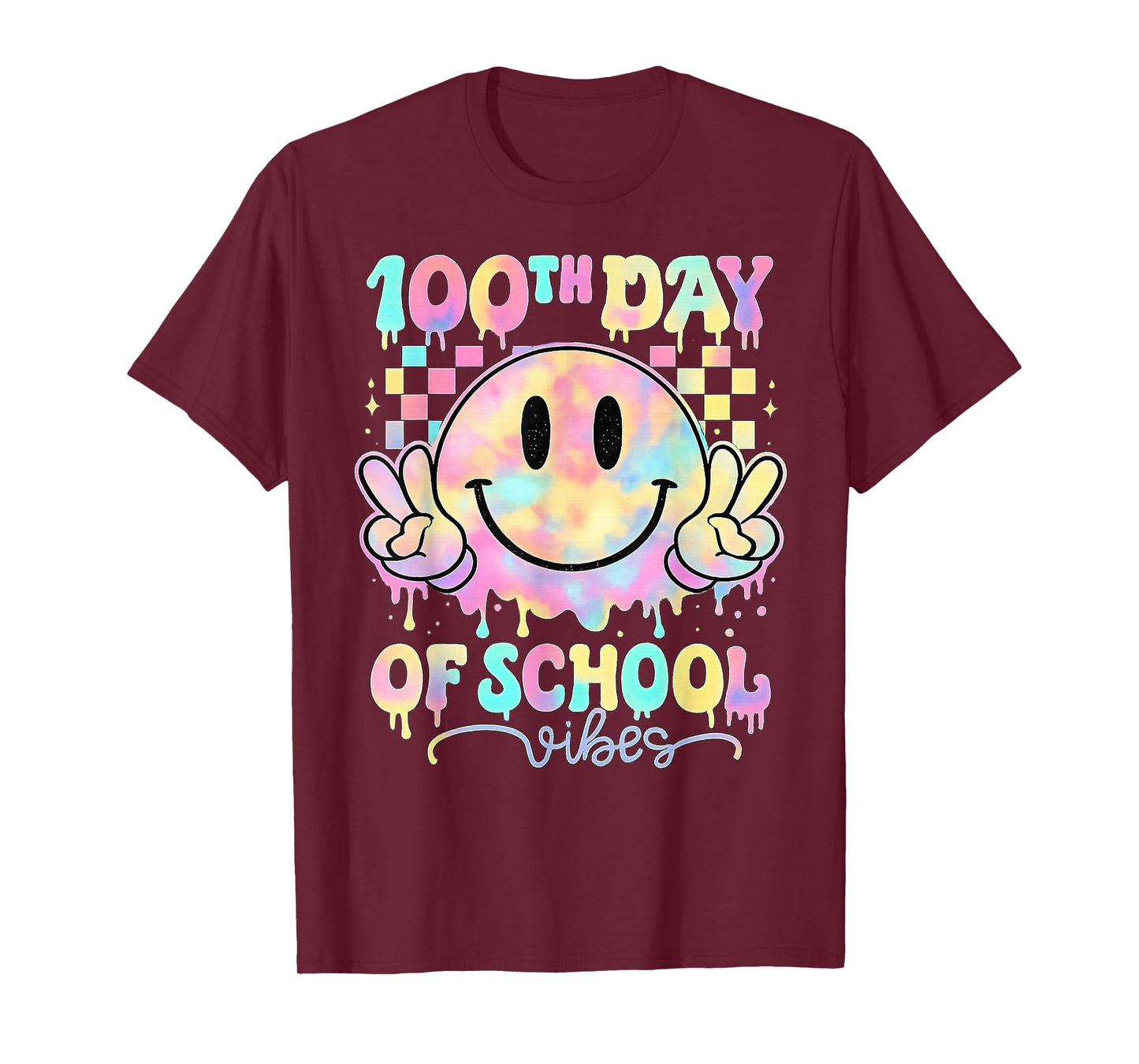 100th Day of School Vibes Drip Smile Face Gifts Kids Teacher T-Shirt