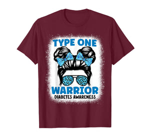 Type One Diabetes Awareness Messy Bun T1D Diabetic Women T-Shirt