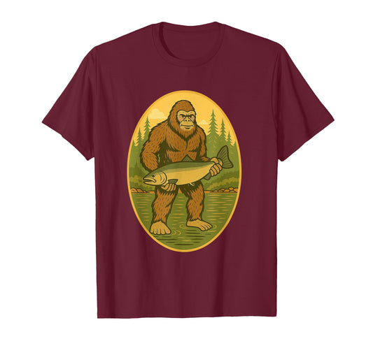 PNW Steelhead Sasquatch Fishing Big Foot Salmon Fishing T-Shirt