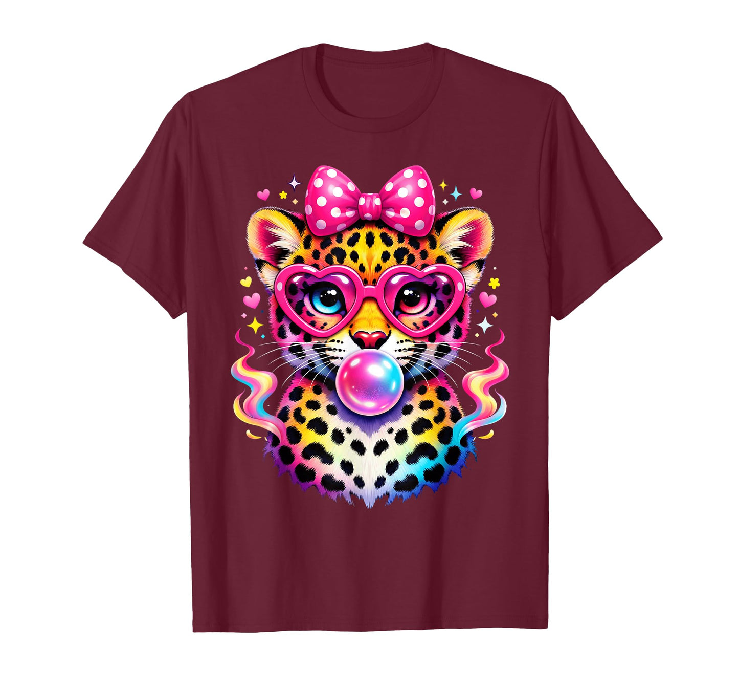 Funny Leopard Glasses Blowing Bubble Gum Back to School Kids T-Shirt