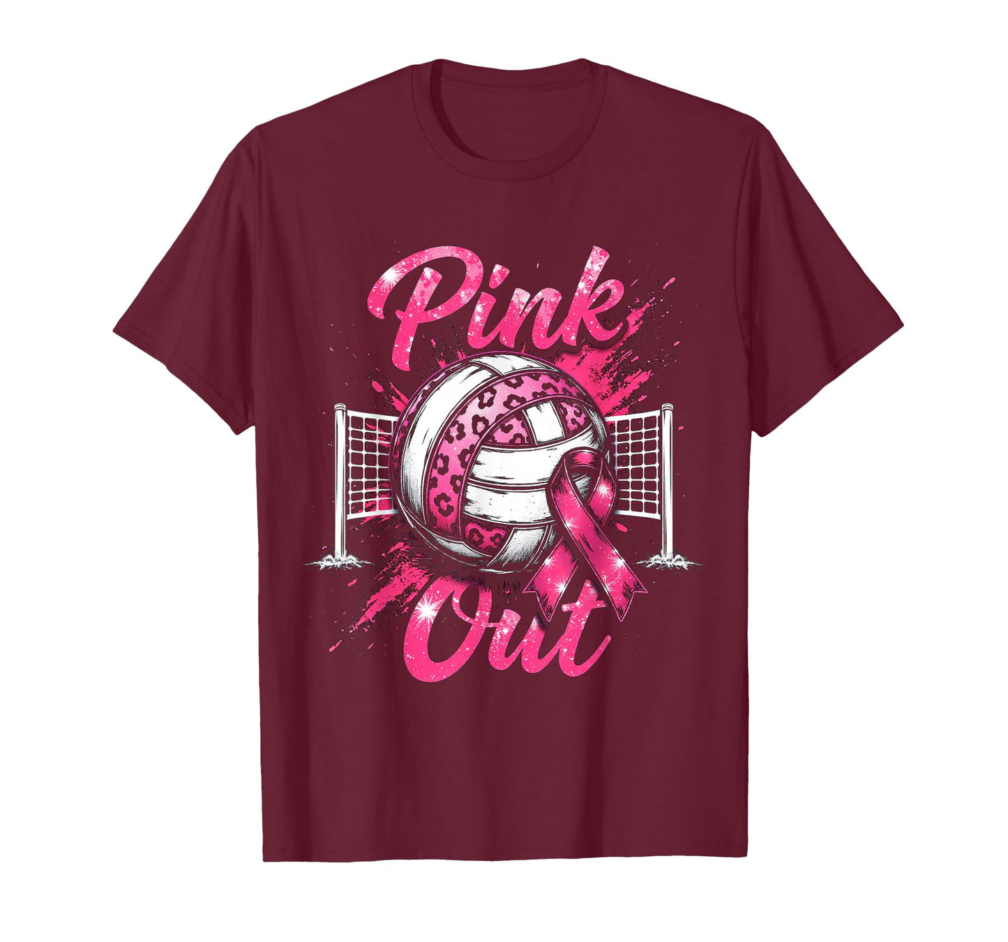 Matching Volleyball Breast Cancer 2025 Squad Support Ribbon T-Shirt