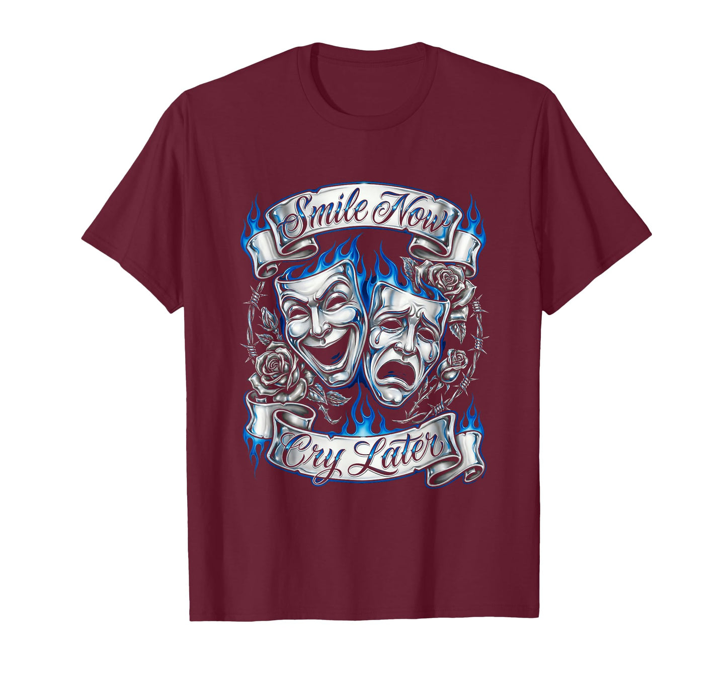 Smile Now Cry Later Chicano Masks Lowrider Art T-Shirt