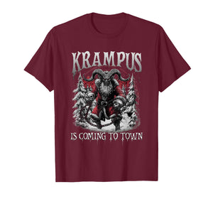 Horror Funny Krampus is Coming to Town Dark Humor Christmas T-Shirt