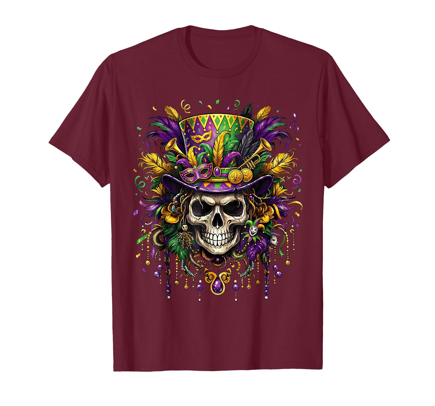 Skull Mardi Gras Men Women Kids Carnival New Orleans Parade T-Shirt