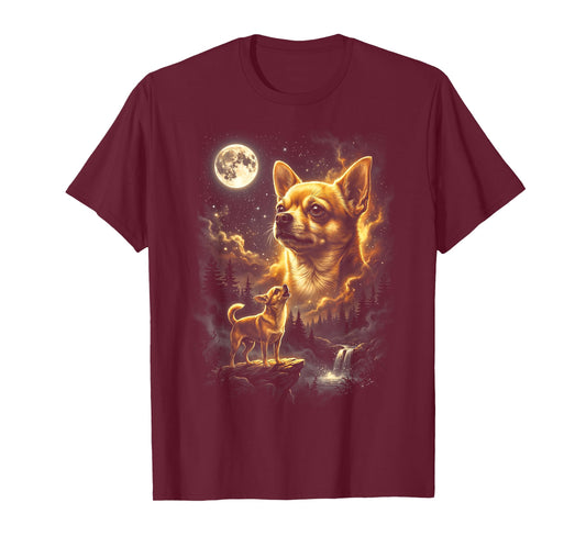 Chihuahua Howling to The Moon Retro Vintage 90s Funny Dog T-Shirt