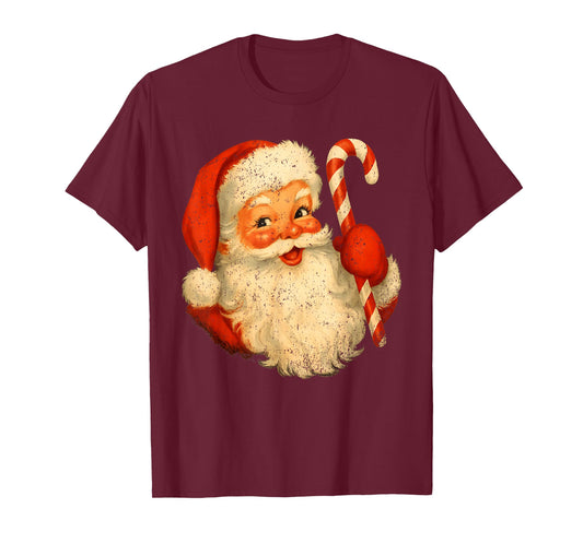 Retro Vintage Christmas Santa Claus Face Funny Old Xmas T-Shirt