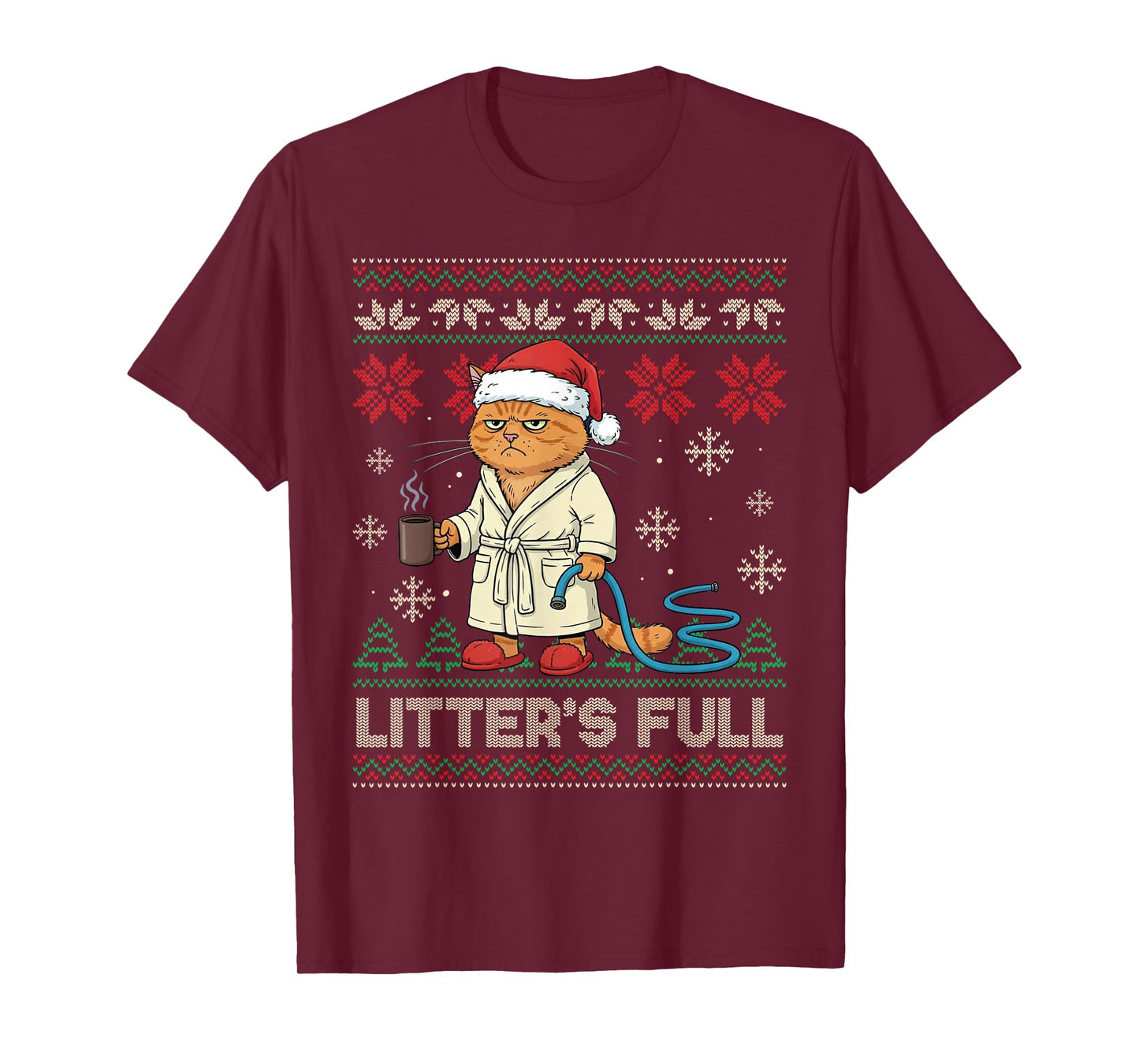 Litter’s Full Funny Cat Lovers Ugly Christmas Sweater T-Shirt