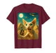 Funny Surprised Cat Selfie with Alien UFOs Pyramid Egypt Art T-Shirt