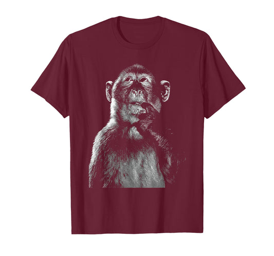 Funny Thinking Monkey Meme Humor Brainrot T-Shirt