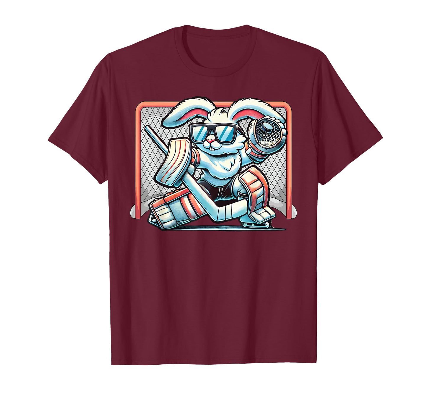 Easter Bunny Playing Hockey Goalie Rabbit Toddler Kids Boys T-Shirt