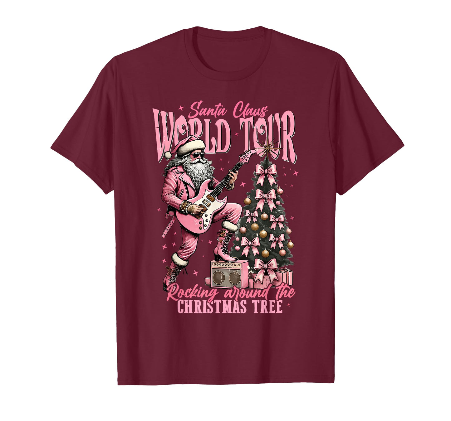 Santa Claus World Tour Rocking Around The Christmas Tree T-Shirt