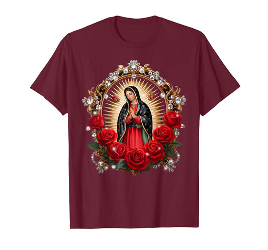 Our Lady Guadalupe Saint Virgin Mary in Roses Flowers T-Shirt