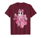 Breast Cancer Pink Ribbon Patchwork Ghost Halloween Women T-Shirt