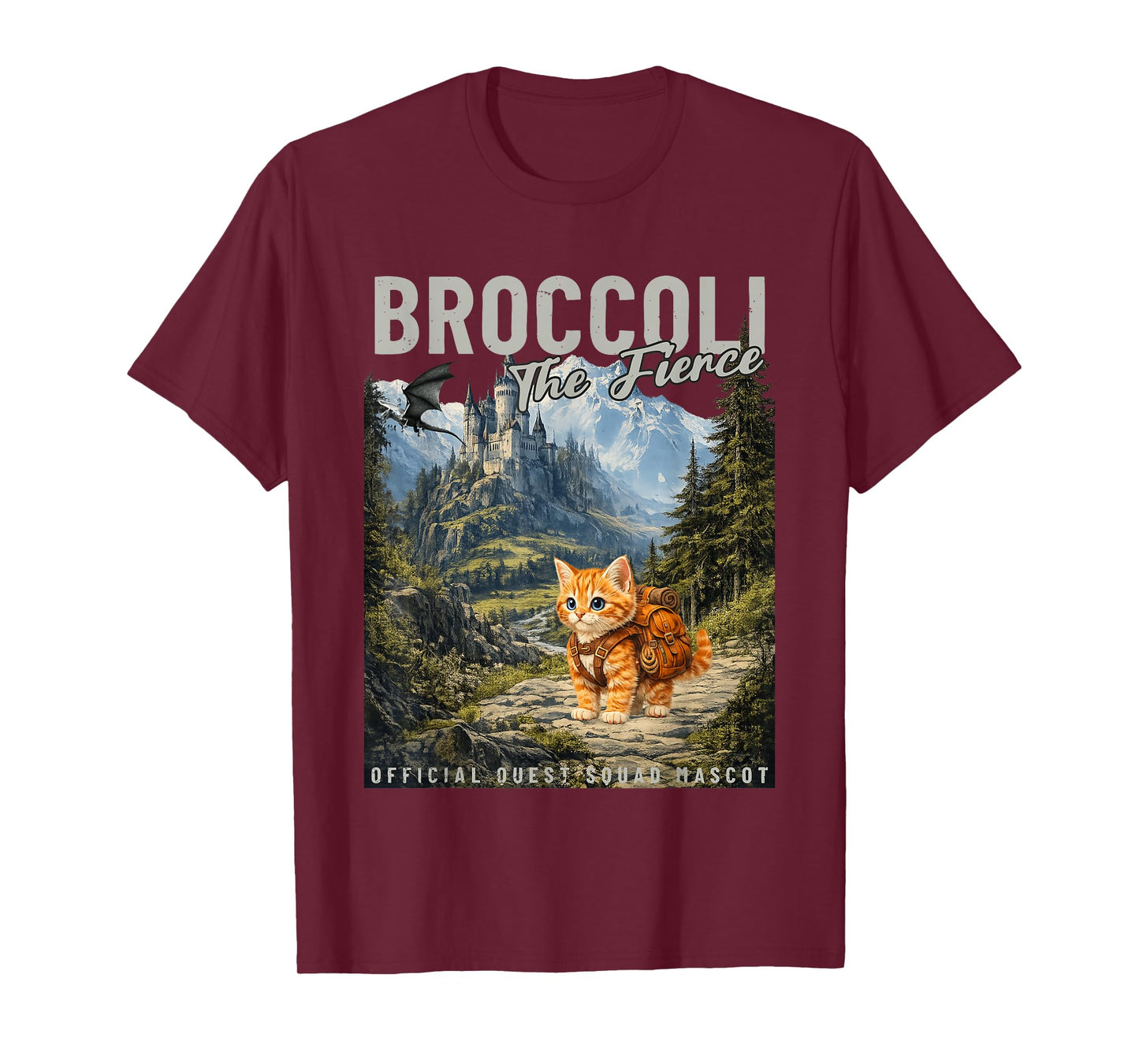 Quest Fantasy Squad Broccoli Funny Cat T-Shirt