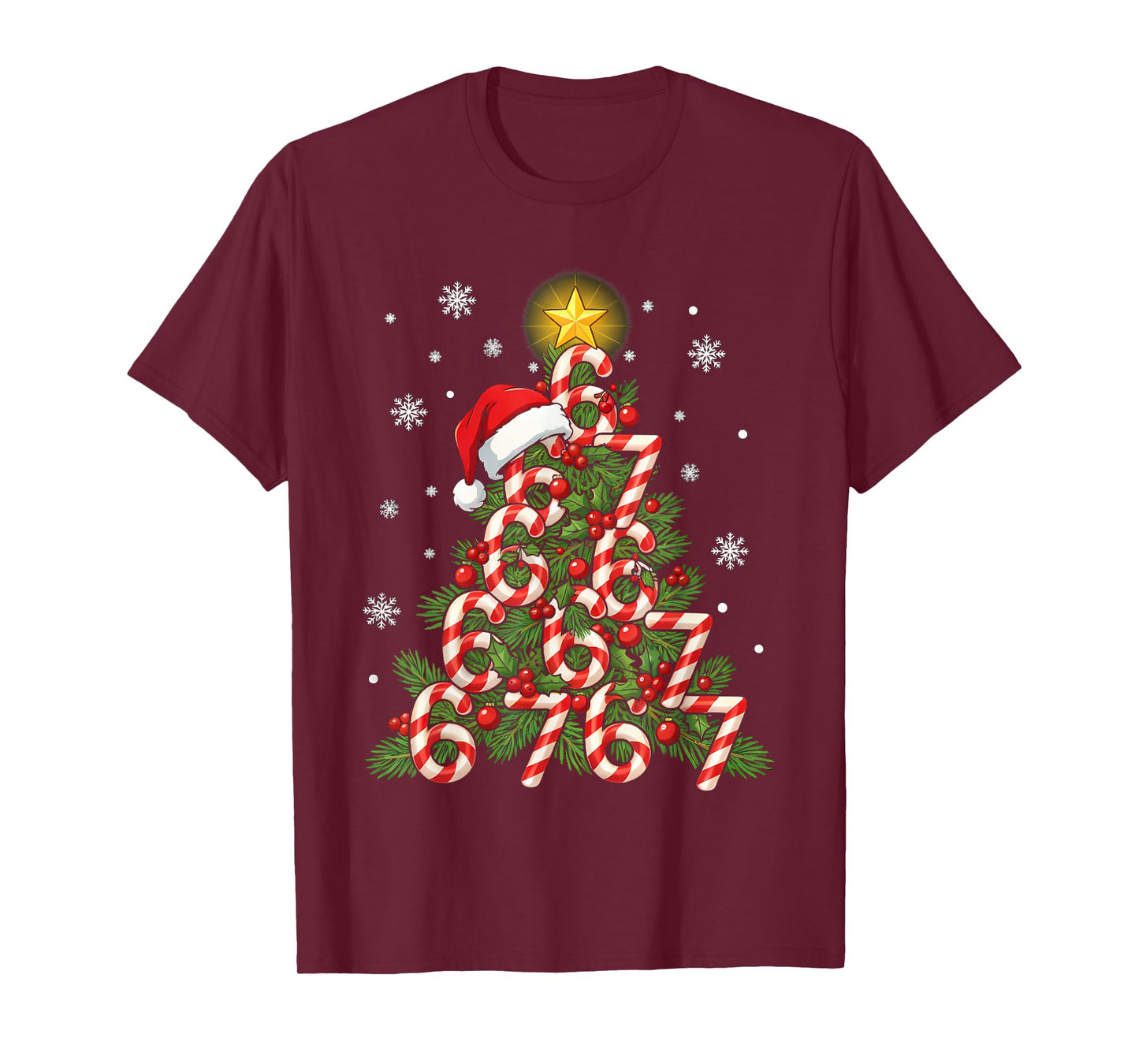 67 Christmas Tree Candy Cane Holiday Six Seven Meme Xmas T-Shirt