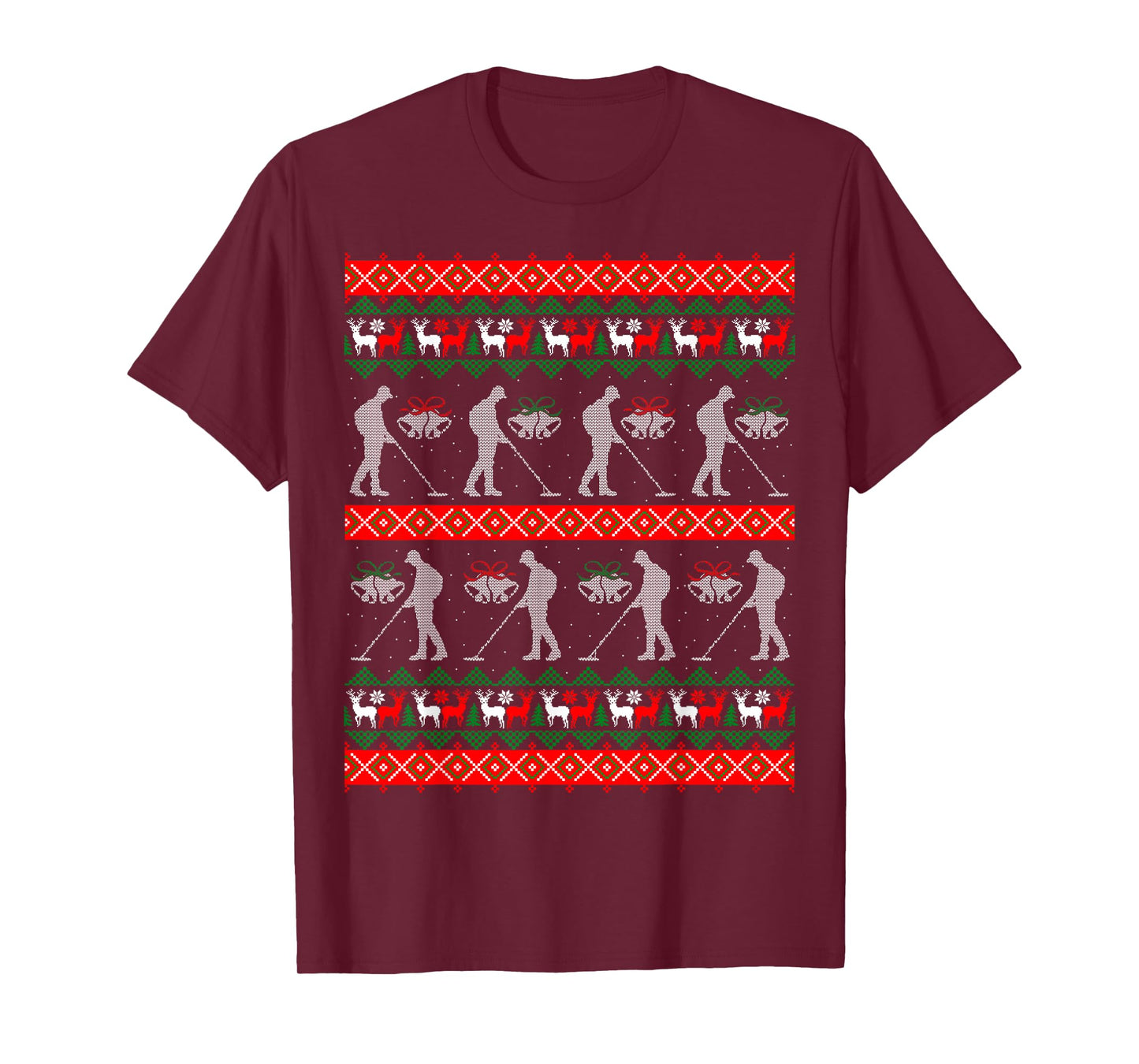 Funny Metal Detecting Xmas Ugly Sweater Gifts T-Shirt
