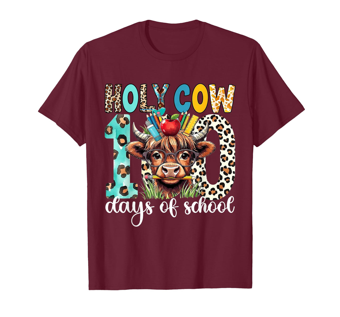 Holy Cow 100 Days of School Teachers Boys Girls Cow Lovers T-Shirt