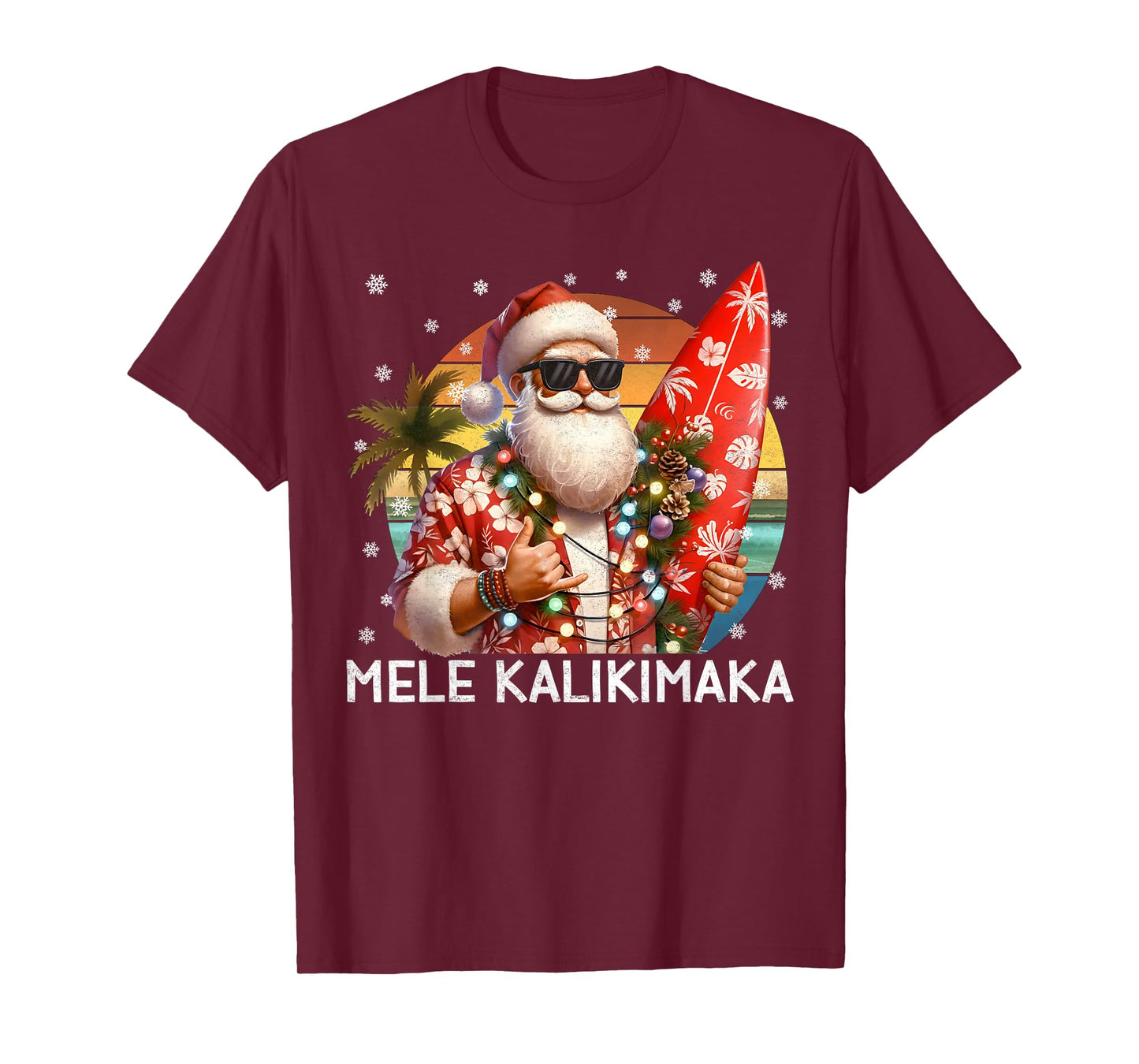 Mele Kalikimaka Retro Santa Rock On Pjs Christmas Xmas Men T-Shirt