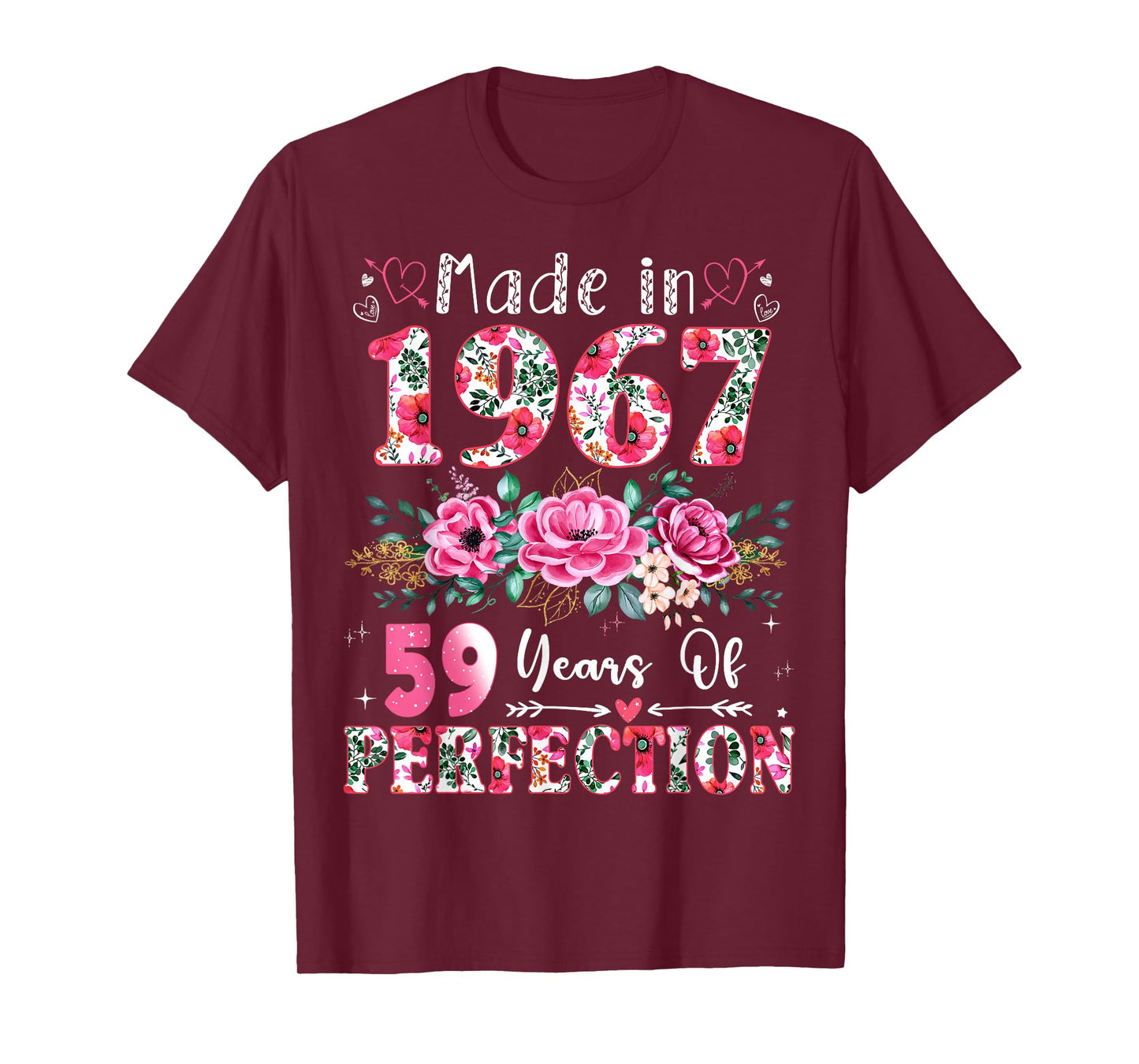59 Year Old Made in 1967 Floral 59th Birthday Women T-Shirt