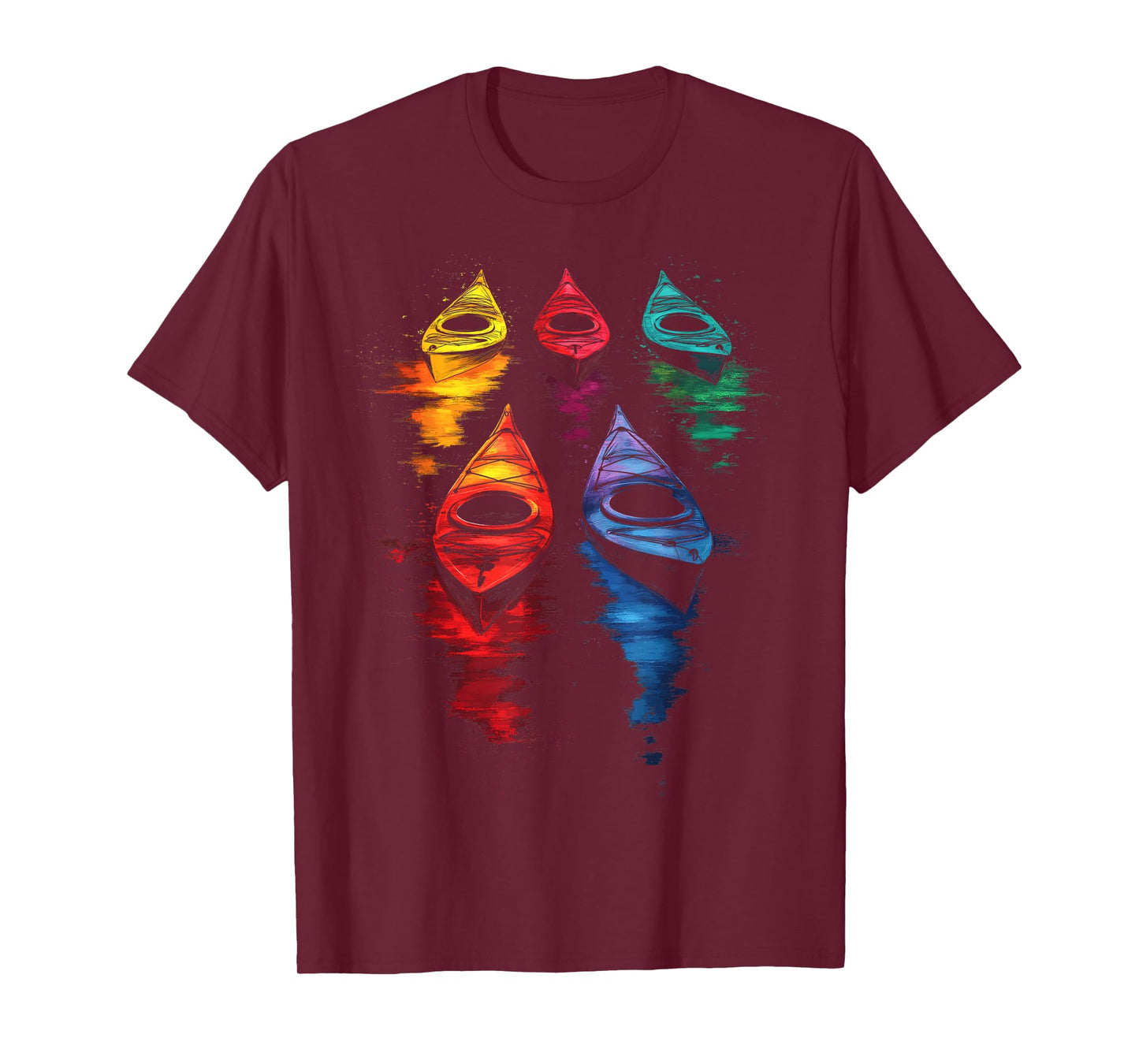 Colorful Kayaks Rainbow Paddle River Lake T-Shirt