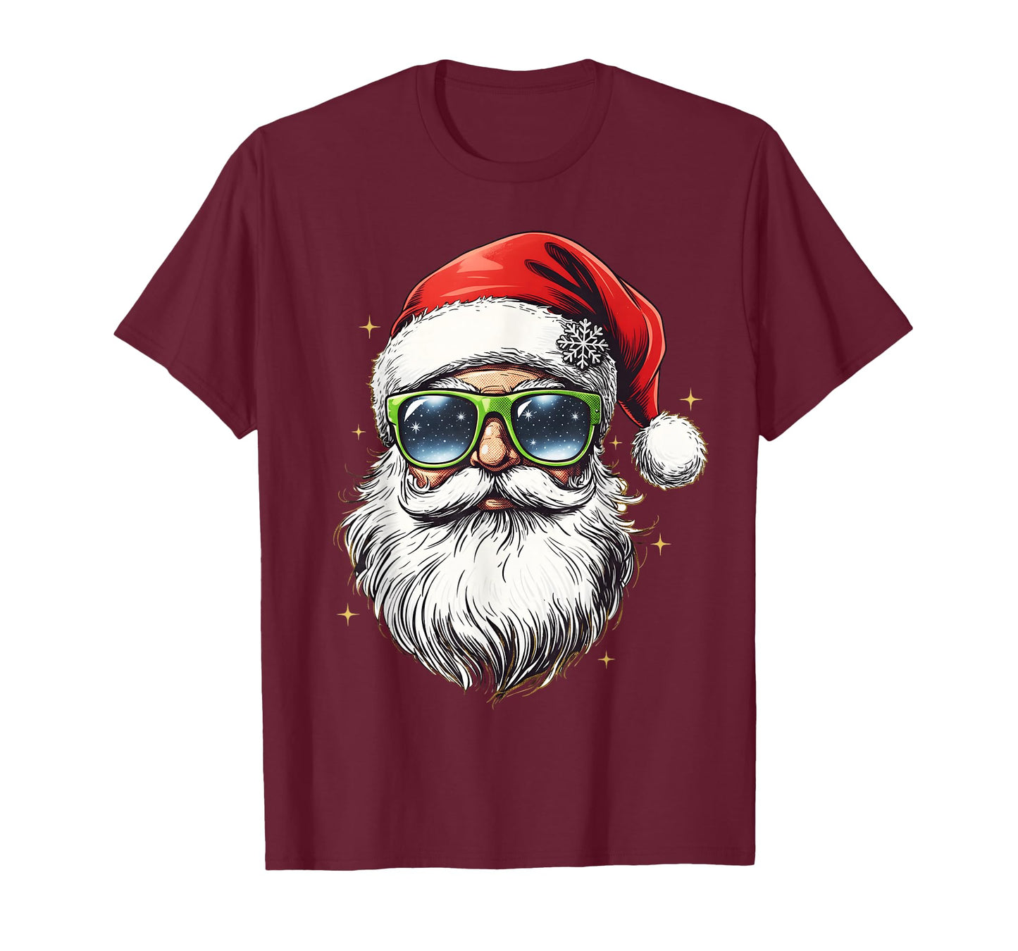 Retro Cool Santa Claus Face Sunglasses Christmas Men Boys T-Shirt