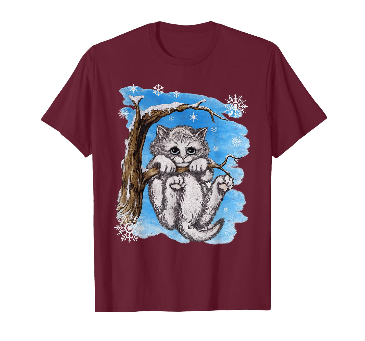 Hang in There Baby Cat in Snow T-Shirt
