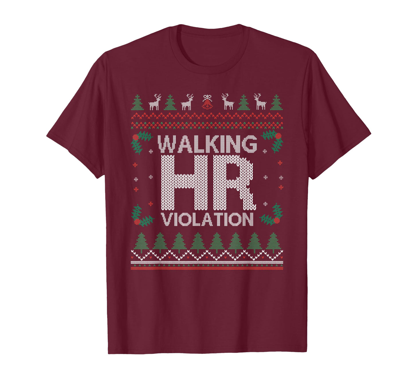 Office Ugly Christmas Funny Walking HR Violation Work Party T-Shirt