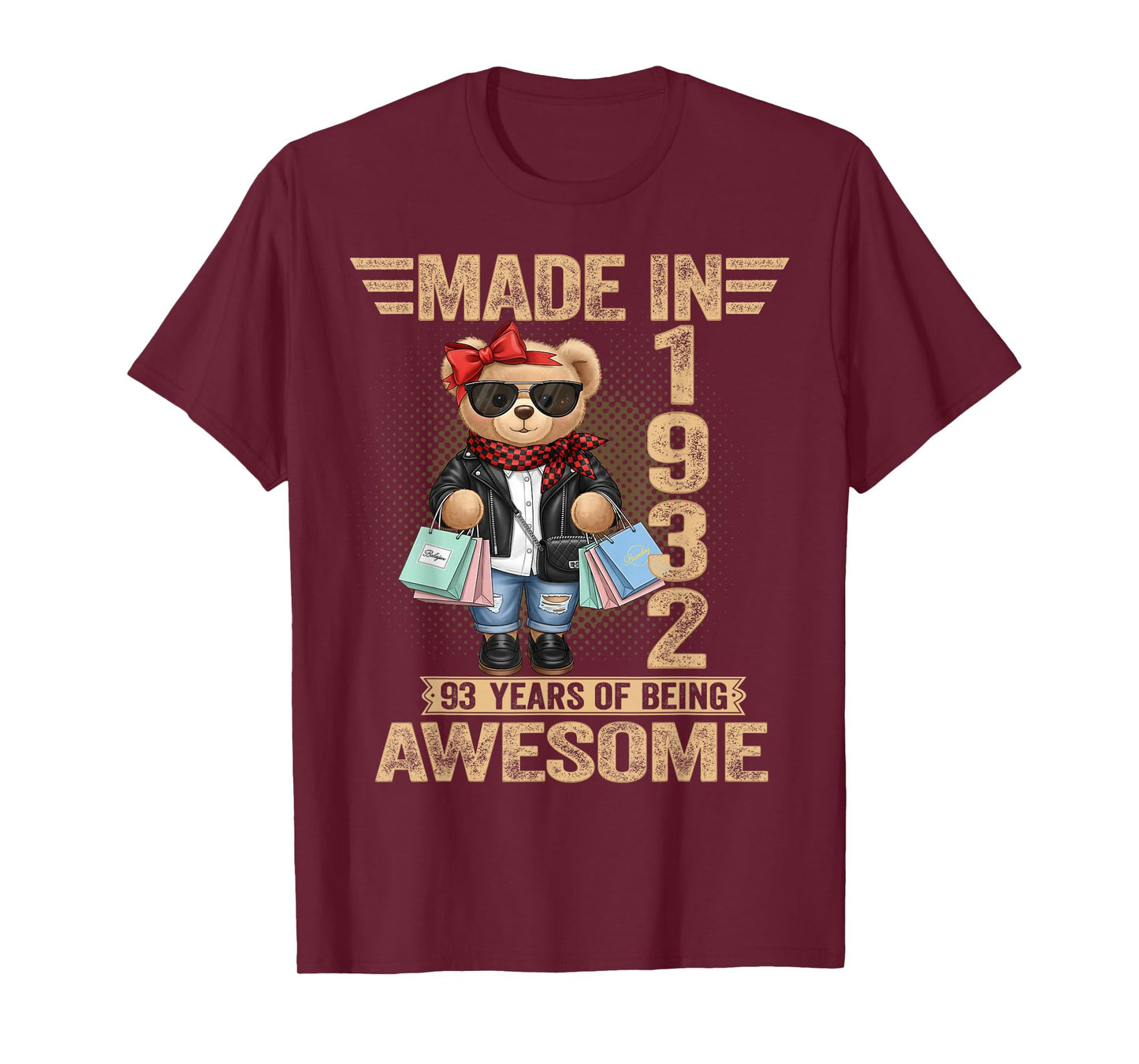 93 Year Old Made in 1932 Teddy Bear 93rd Birthday Women Men T-Shirt