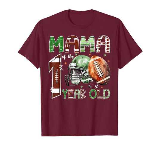 Mama of The 1 Year Old Football Lover 1st Birthday Boy T-Shirt