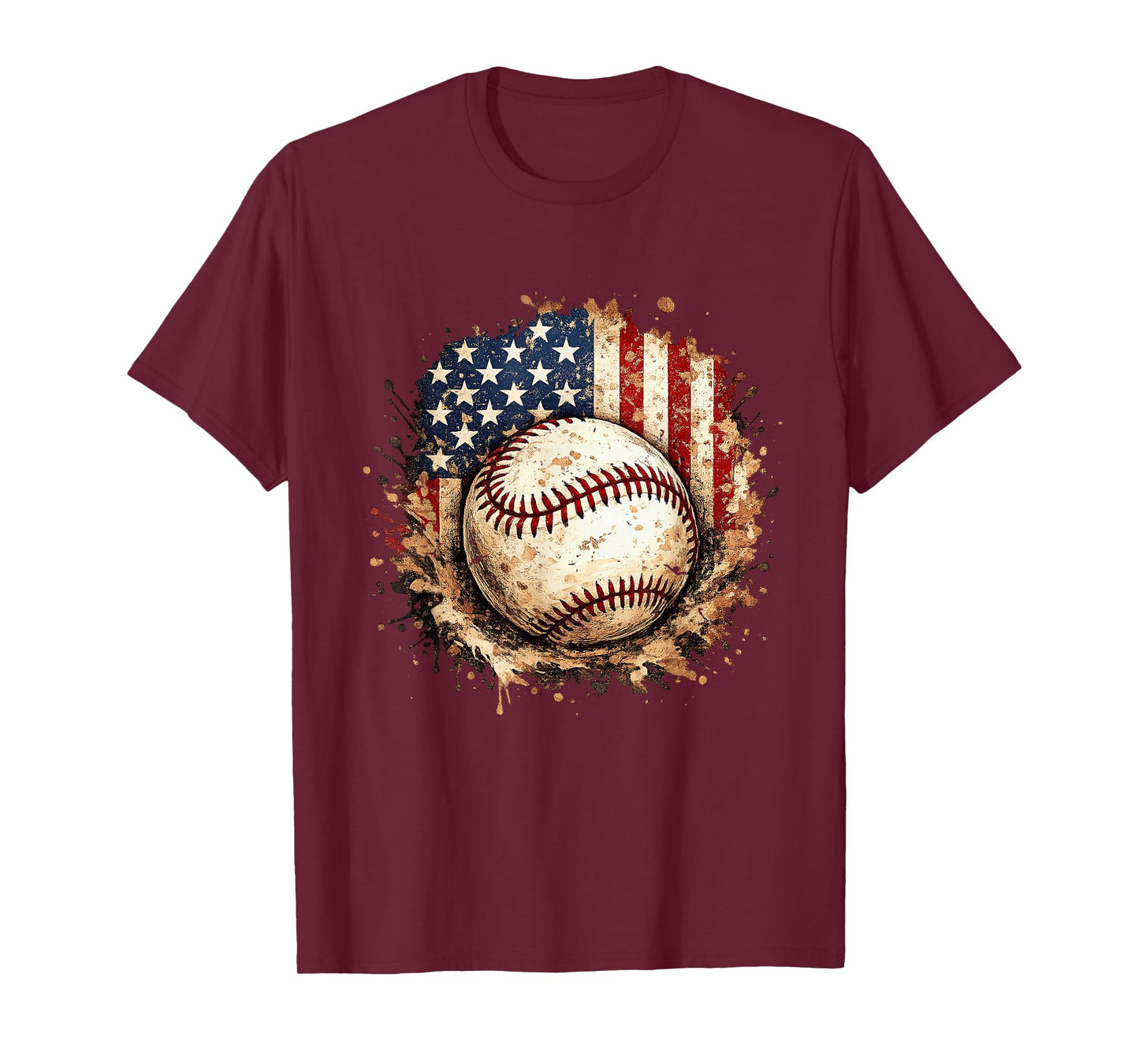 Patriotic Baseball American Flag Vintage T-Shirt
