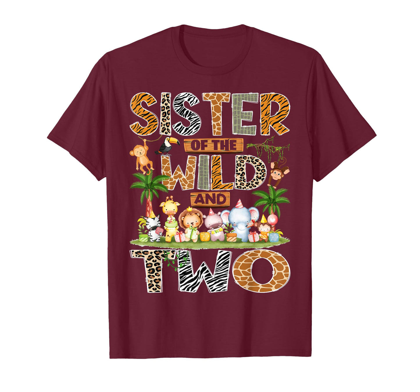 Sister of The Wild & Two 2nd Birthday Boy Safari Jungle T-Shirt