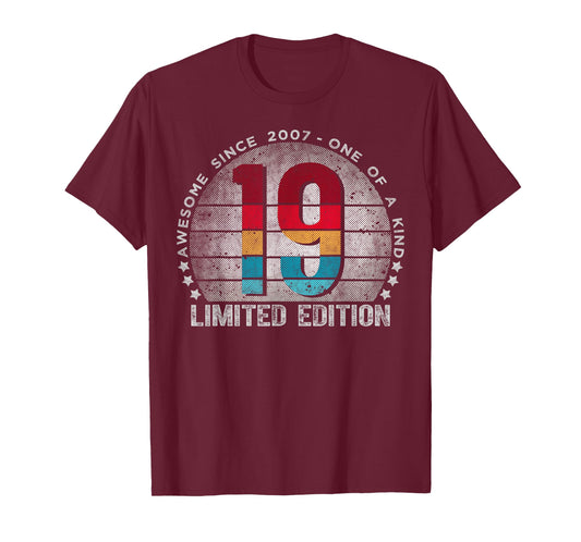 19 Year Old Gifts Vintage 2007 Limited Edition 19th Birthday T-Shirt