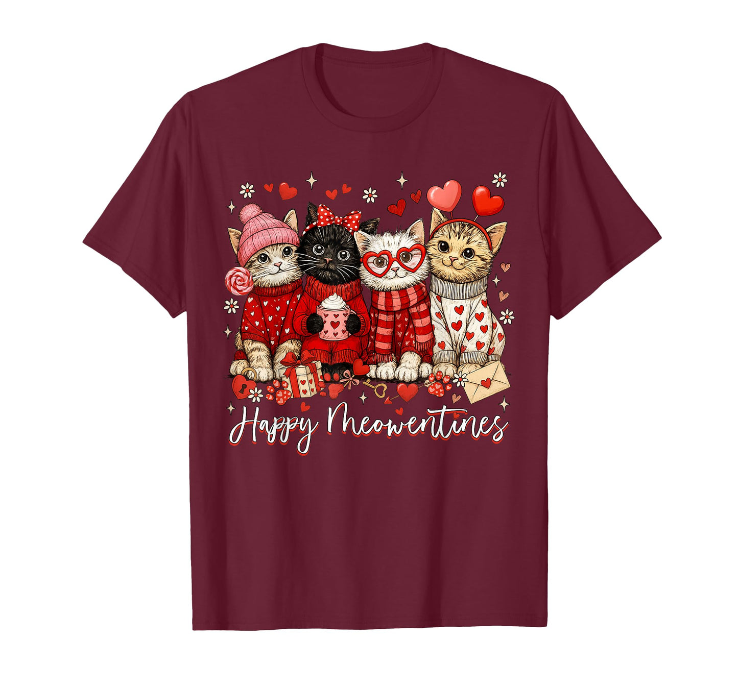 Happy Meowentines Cute Valentine Cat Lovers Girls Women Kid T-Shirt