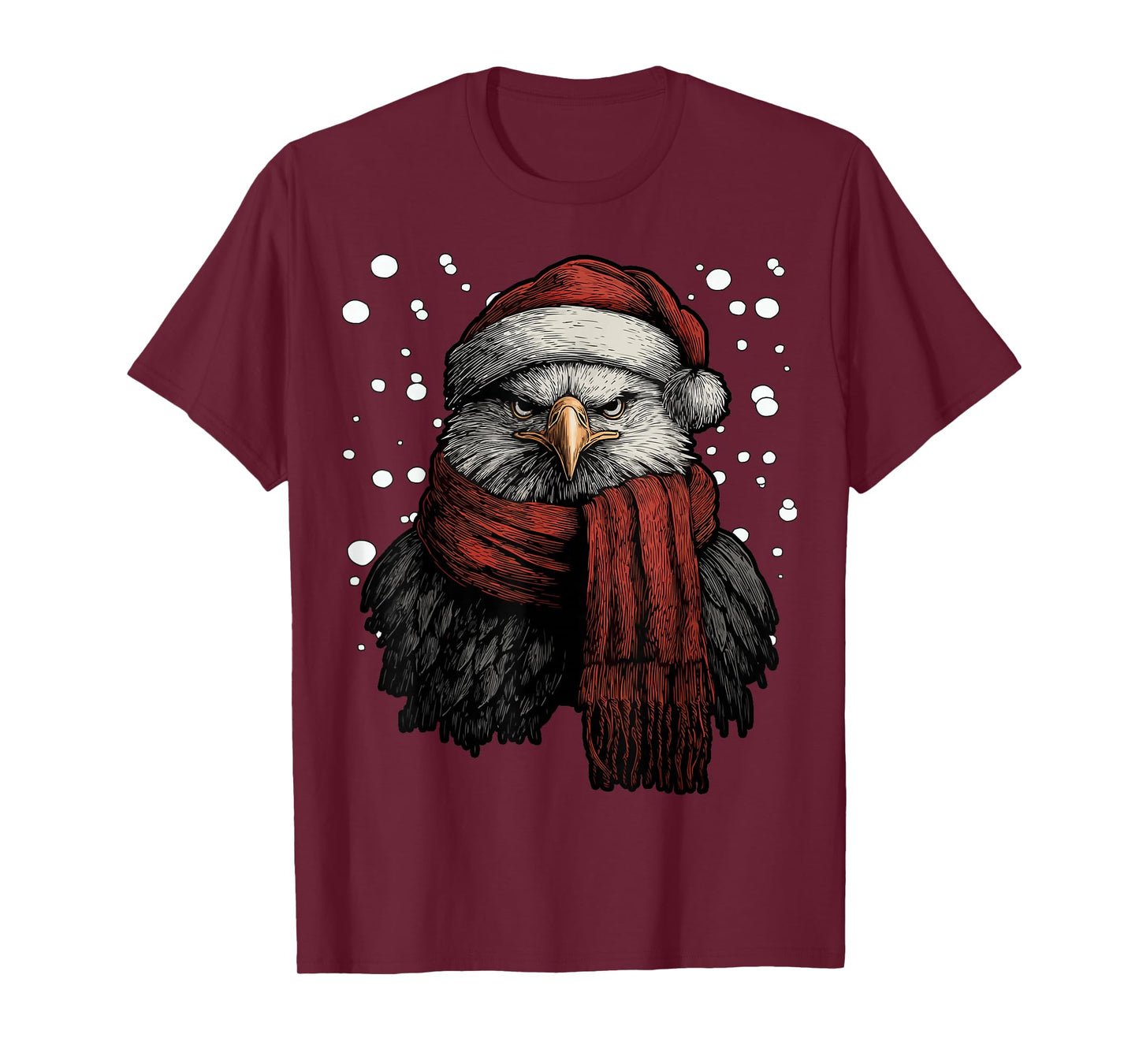 Christmas Eagle with Santa Hat Coffee Lover Funny Winter T-Shirt