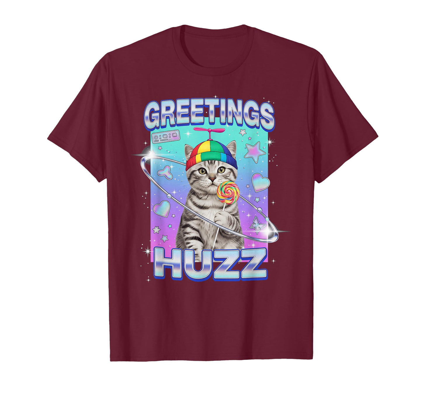 Funny Cat Meme Greetings Huzz Cat Brainrot Gen Alpha Slang T-Shirt