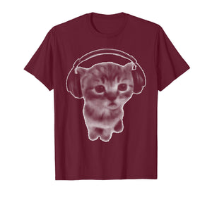 Cute Headphones Cat Funny y2k Grunge Silly Graphic T-Shirt