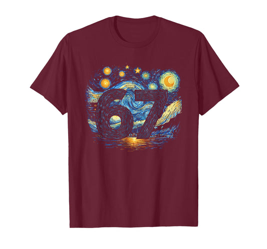 Funny 67 Meme Six Seven Starry Art Night T-Shirt