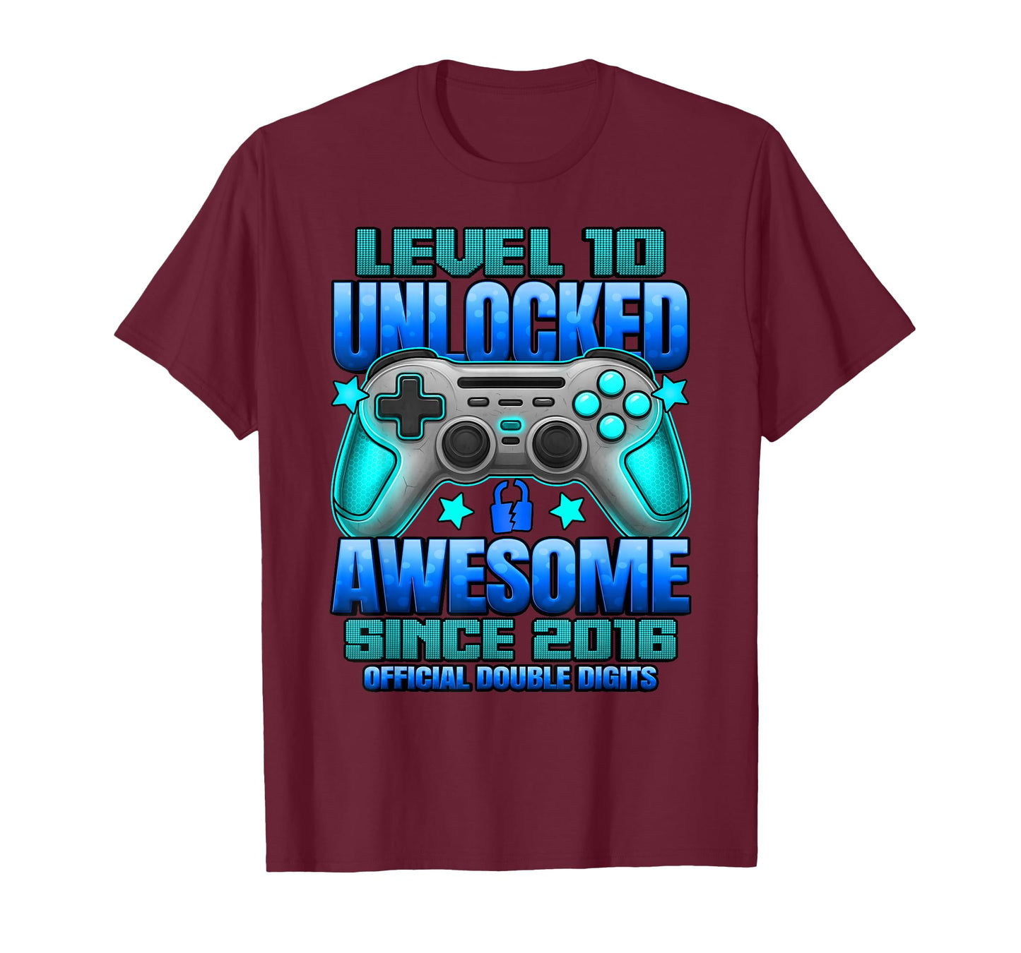 Official Double Digits Level 10 Unlocked 10th Birthday Boy T-Shirt