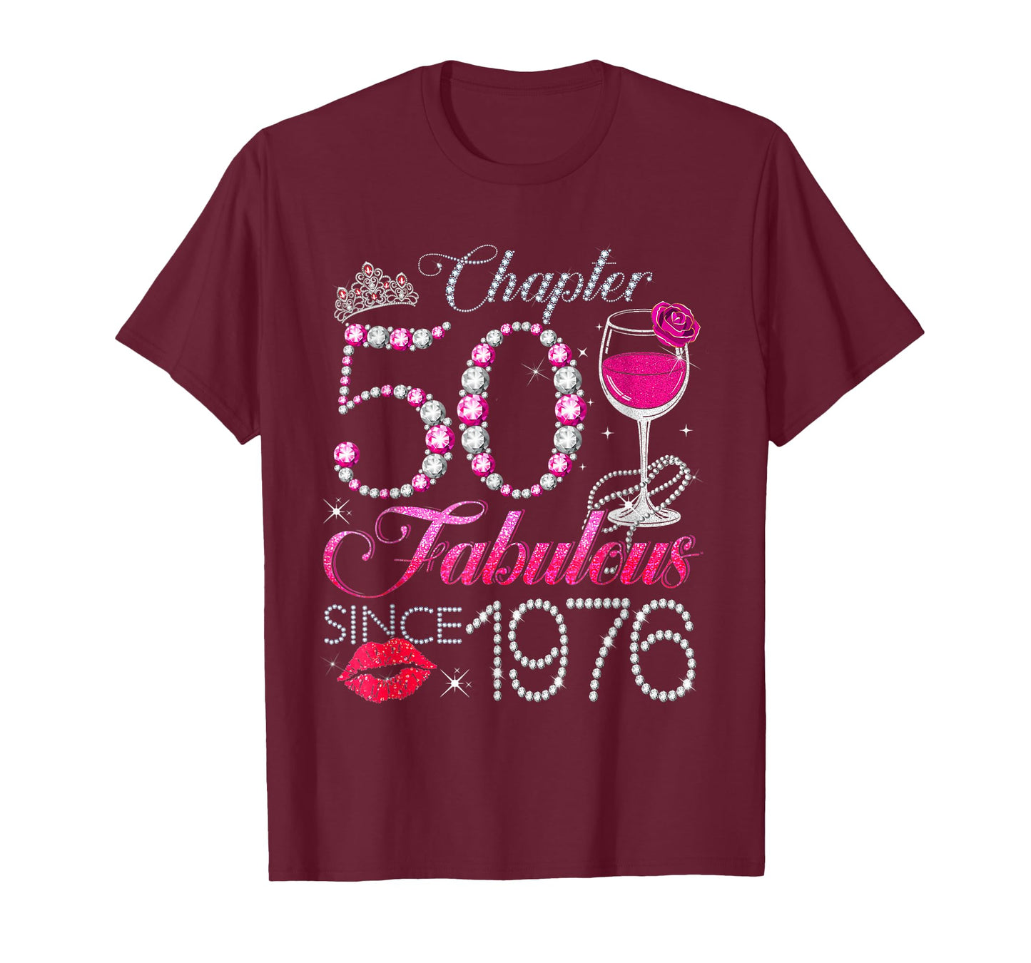 Chapter 50 Fabulous Since 1976 50th Birthday Queen Diamond T-Shirt
