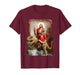 Jesus Riding a Dinosaur and Drinking Beer Art T-Shirt