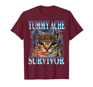 I Survived Today's Tummy Ache Survivor Funny Cat Meme T-Shirt