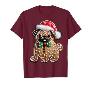 Funny Gingerbread Pug Christmas Womens Mens Kids Boys T-Shirt