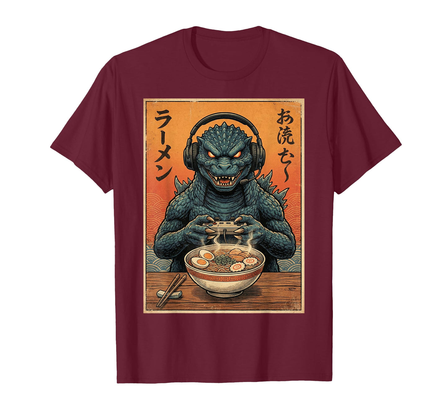 Funny Eating Ramen Japanese Monster Game Lover Birthday T-Shirt