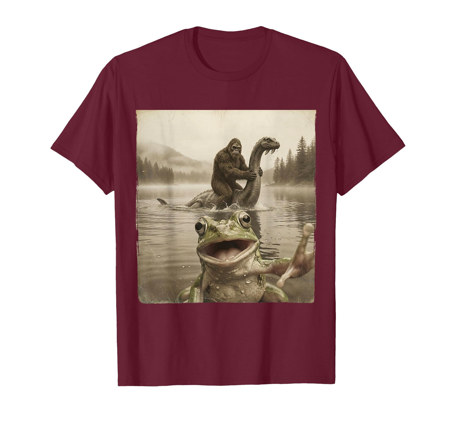Funny Frog Selfie Sasquatch Bigfoot Loch Ness Monster Humor T-Shirt